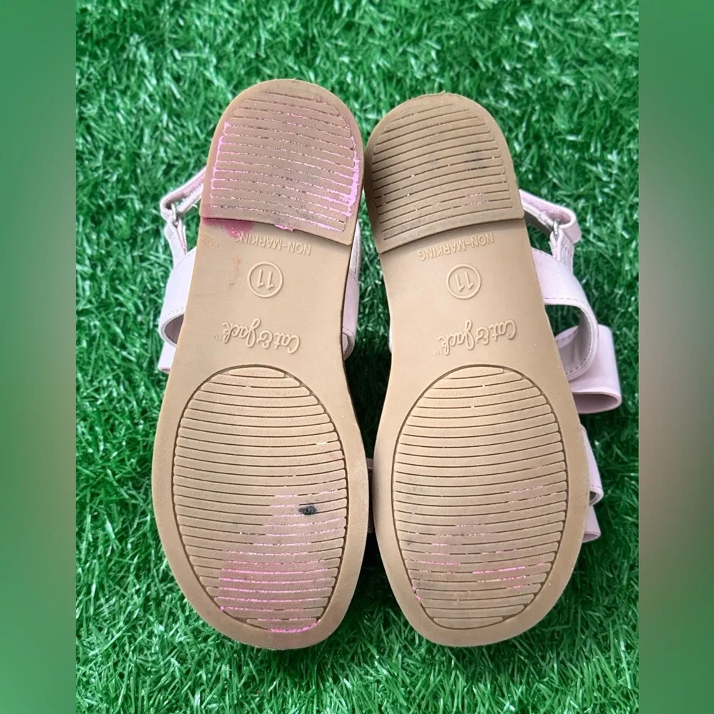 Can and Jack Pink Bow Kids Sandals‎ Size 11